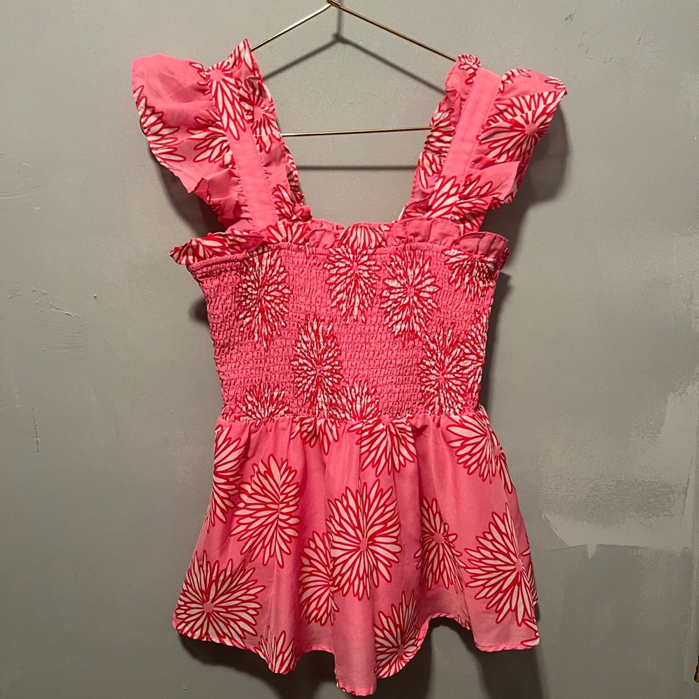 Pink Floral Smocked Tank Top - Picture 1 of 1